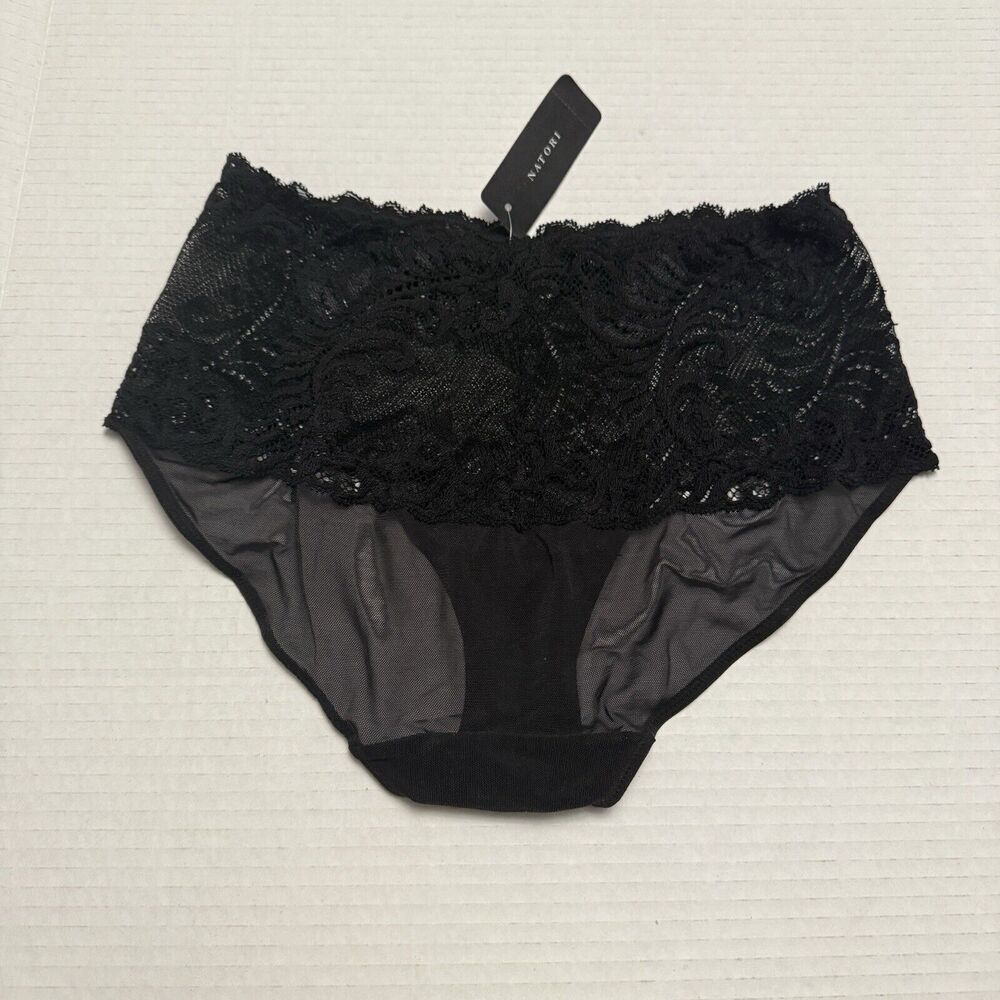 Natori‎ Feathers Hipster Briefs Black Underwear Panties 756023 Women's Size M - Picture 3 of 7
